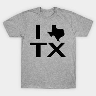 I Love Texas with State Outline T-Shirt